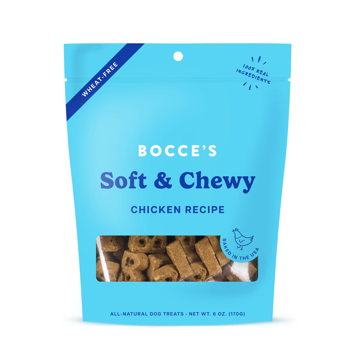 Galletas suaves de Bocce's Bakery de pollo, ideales para perros con dientes sensibles.