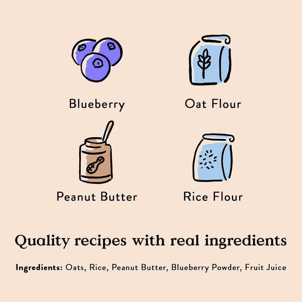 Ingredientes naturales: avena, arroz y mantequilla de maní.