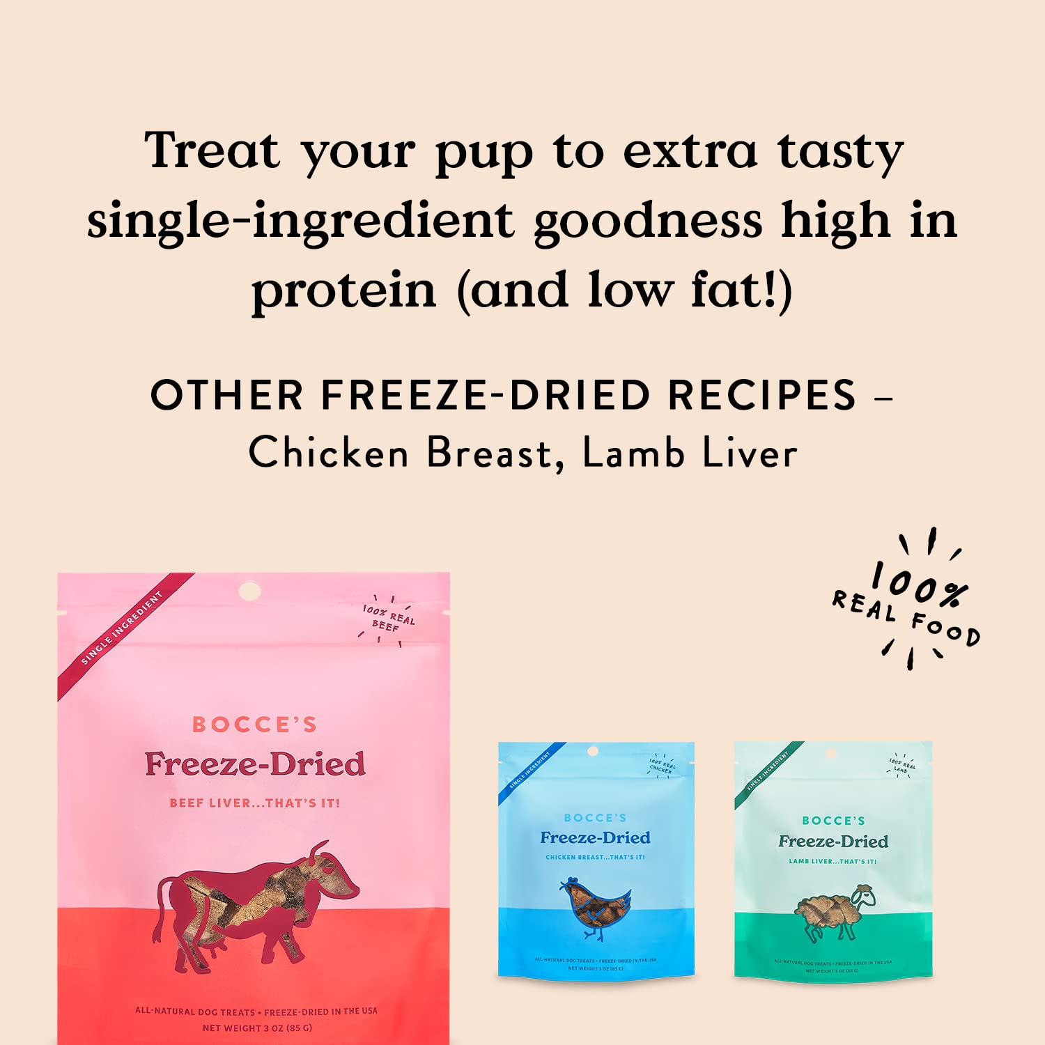 Snack sin trigo, maíz ni soja, ideal para dietas sensibles de perros.