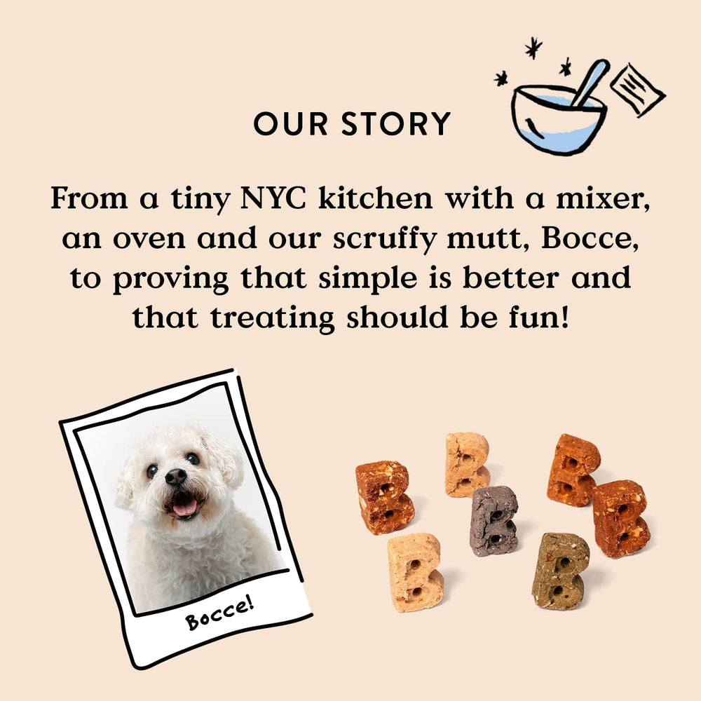 Golosinas Bocce's Bacn Nutty textura suave y masticable para perros.