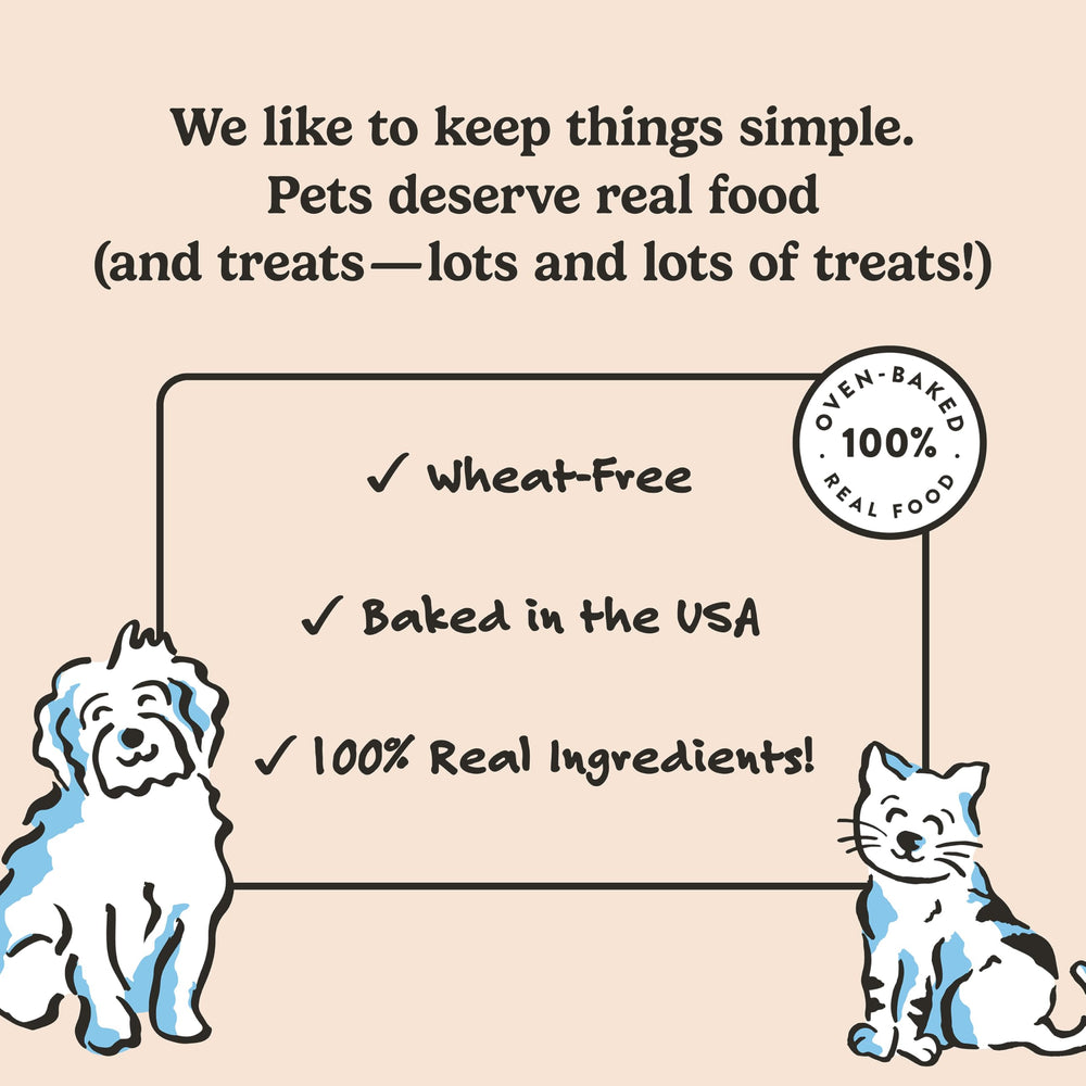 Ingredientes reales en una golosina para perros de Bocce's Bakery.