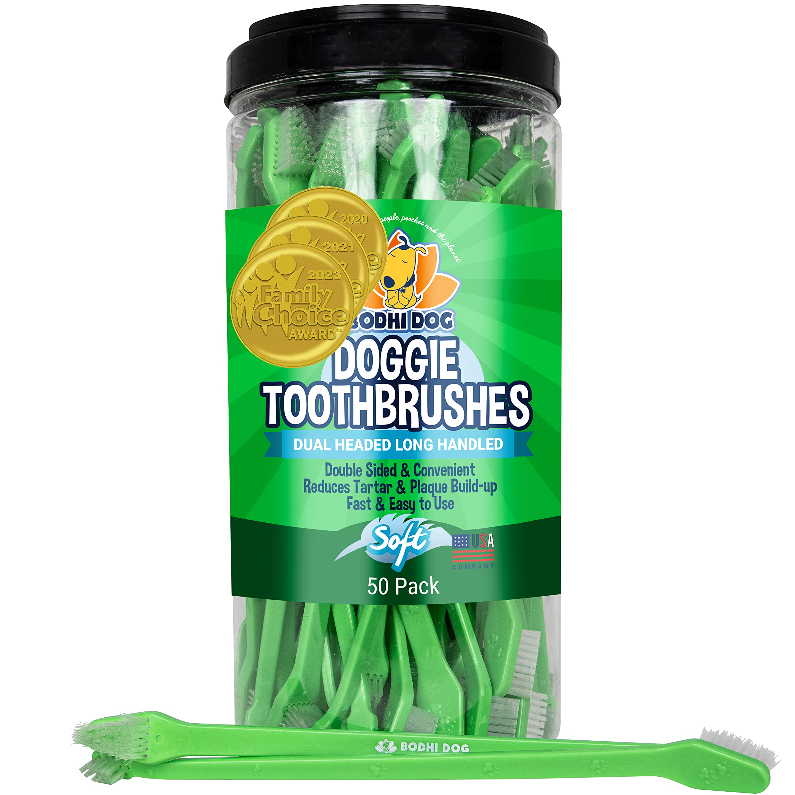 Bodhi Dog cepillo de doble cabeza para perros y gatos, limpieza dental suave.
