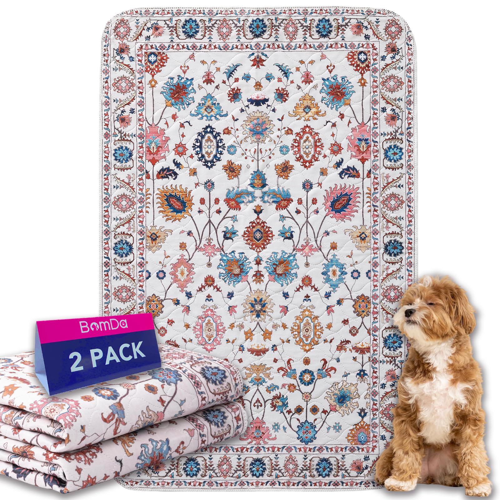 BomDa almohadilla lavable para perros con enfoque frontal, protege el suelo de derrames