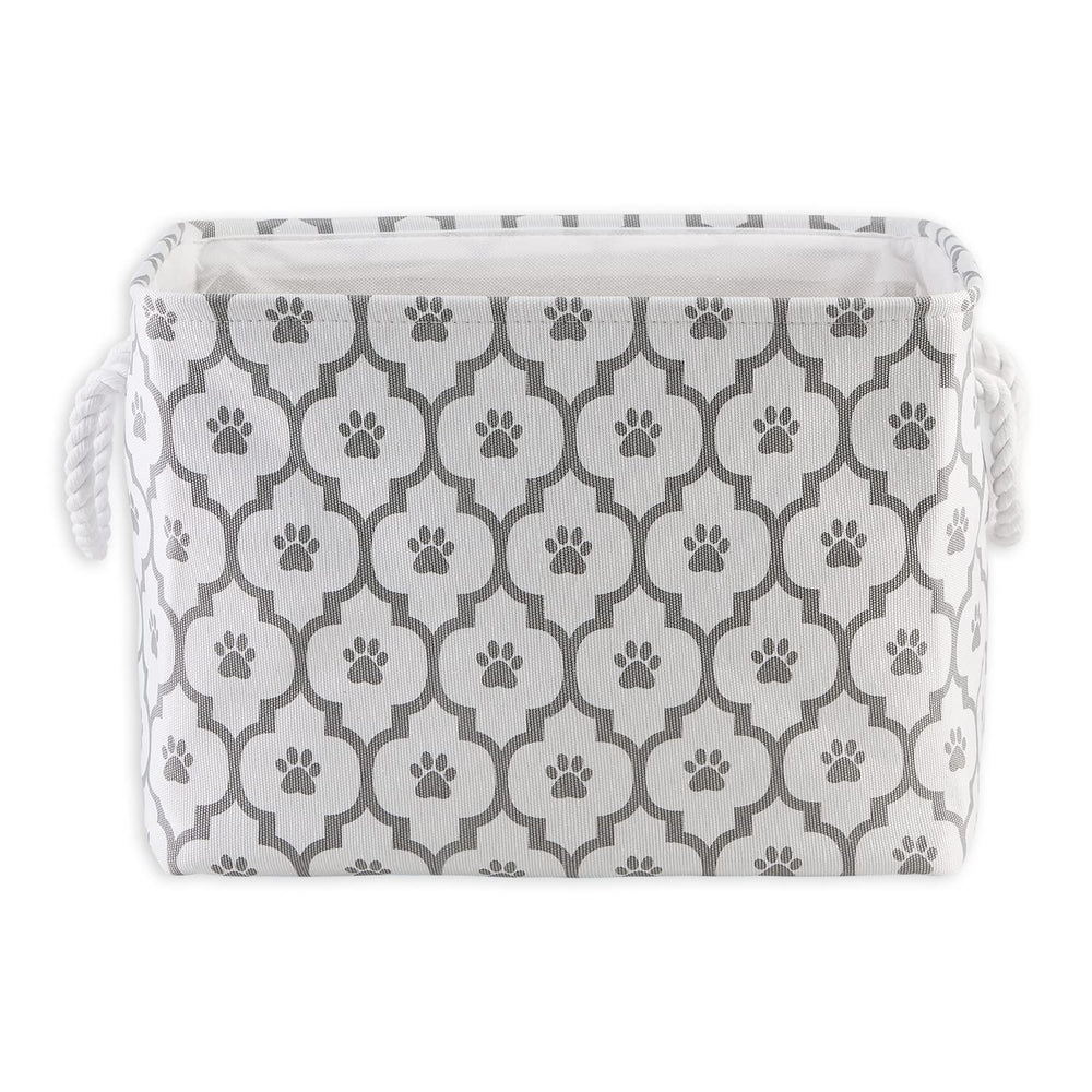 Bone Dry cesto rectangular mediano blanco gris, fácil de transportar con asas.