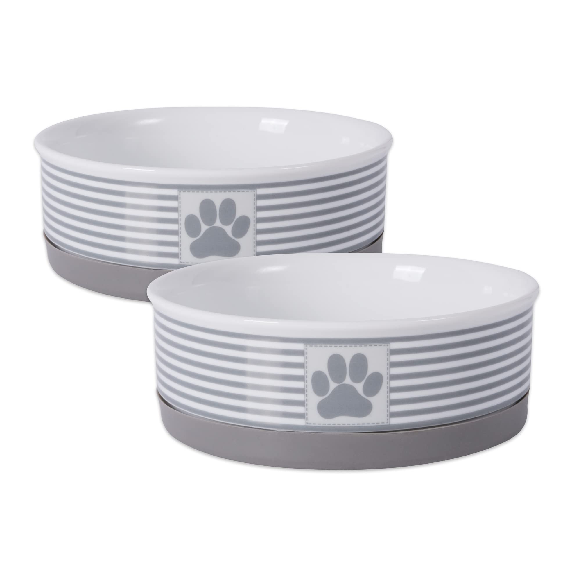 Bone Dry cuenco cerámico mediano gris con diseño para mascotas