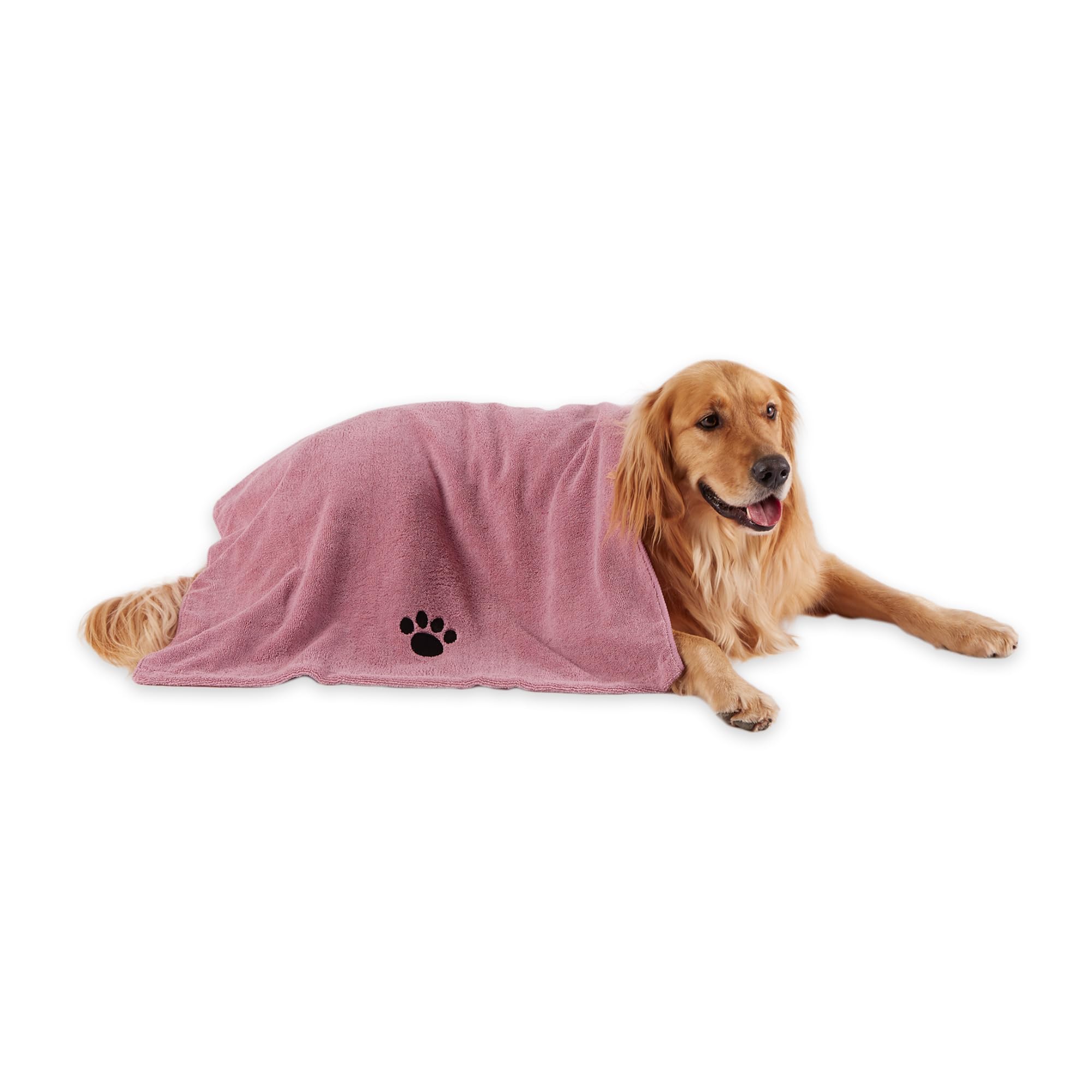 Bone Dry toalla de acicalamiento con bordado rosa para secar perros y gatos.