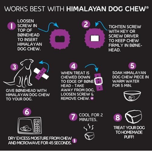 Himalayan Dog Chew Bonehead grande: estimula masticación interactiva en perros.