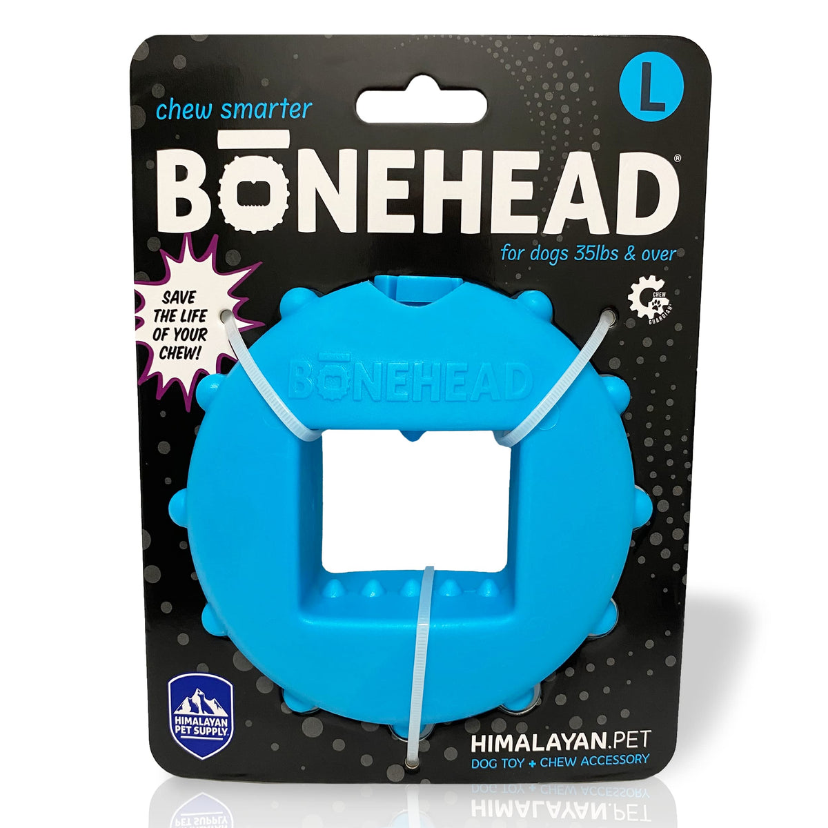 Himalayan Dog Chew Bonehead grande: sujeta masticables para juego seguro.
