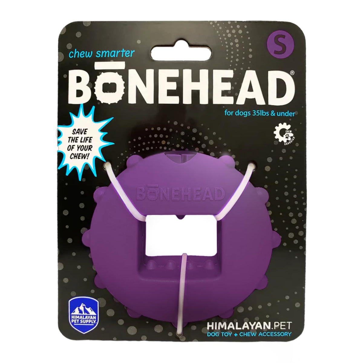 Himalayan Dog Chew Bonehead: soporte para premios que mantiene estable la recompensa.