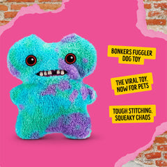 Bonkers Fuggler Gap Tooth Mcgoo azul con chirrido, ideal para juego interactivo.