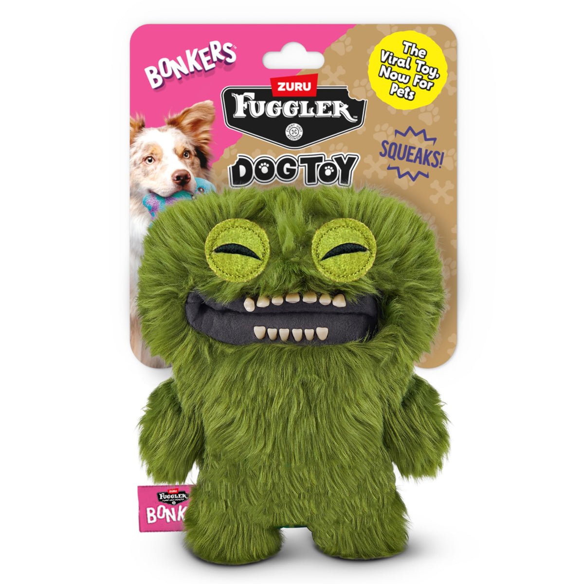 Bonkers FUGGLER Count Underoo Mcgoo, vista frontal del juguete verde, ideal para juego diario