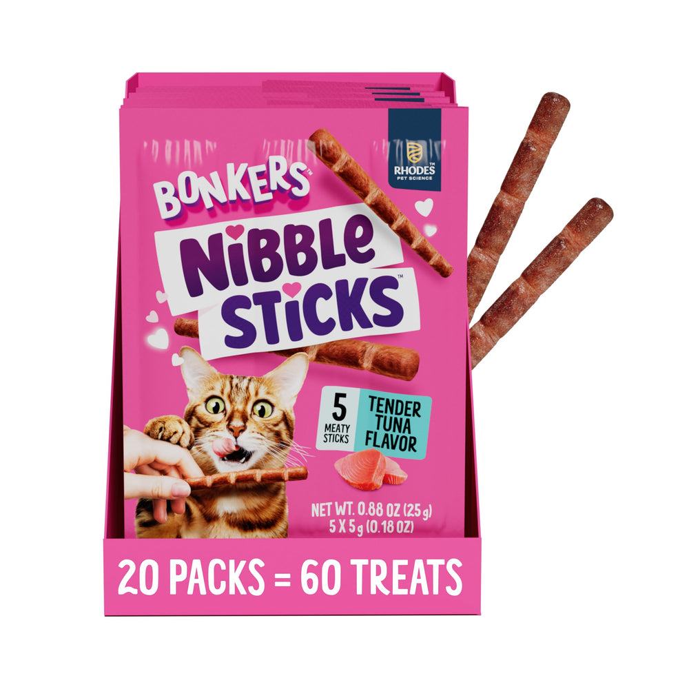 Bonkers Nibble Sticks sabor atún carnoso para gatos, snack sabroso diario