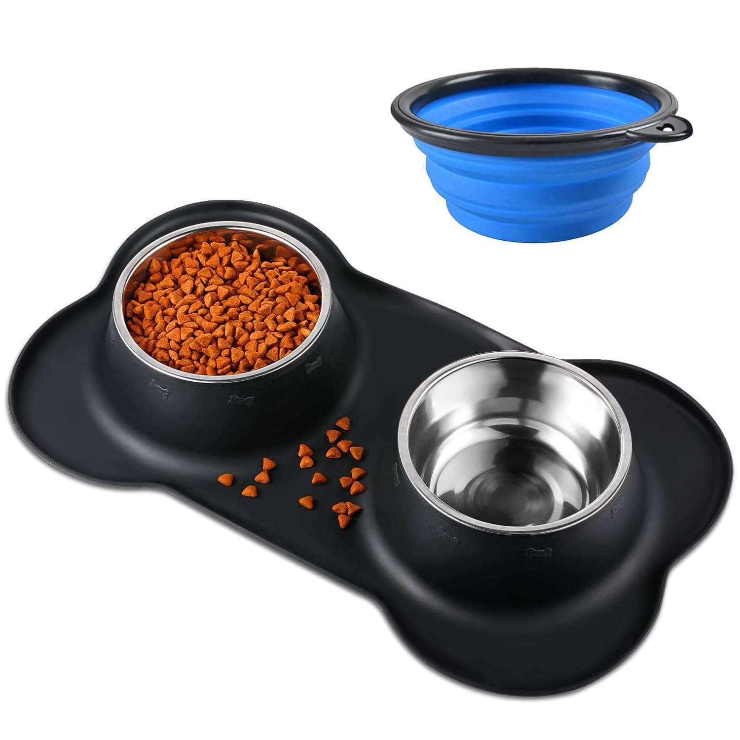 Bonve Pet: doble tazones de acero inoxidable para comida y agua.
