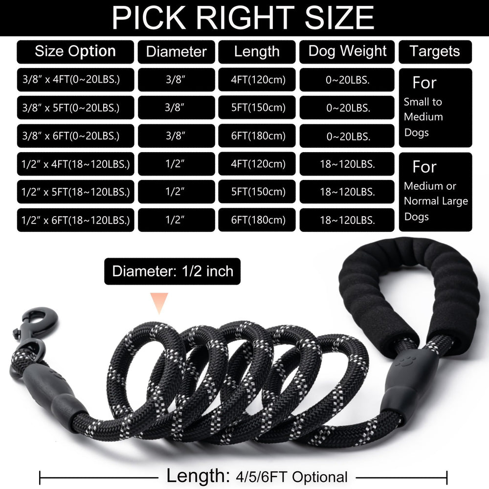 Longitudes 4, 5 o 6 pies para entrenamiento y libertad.