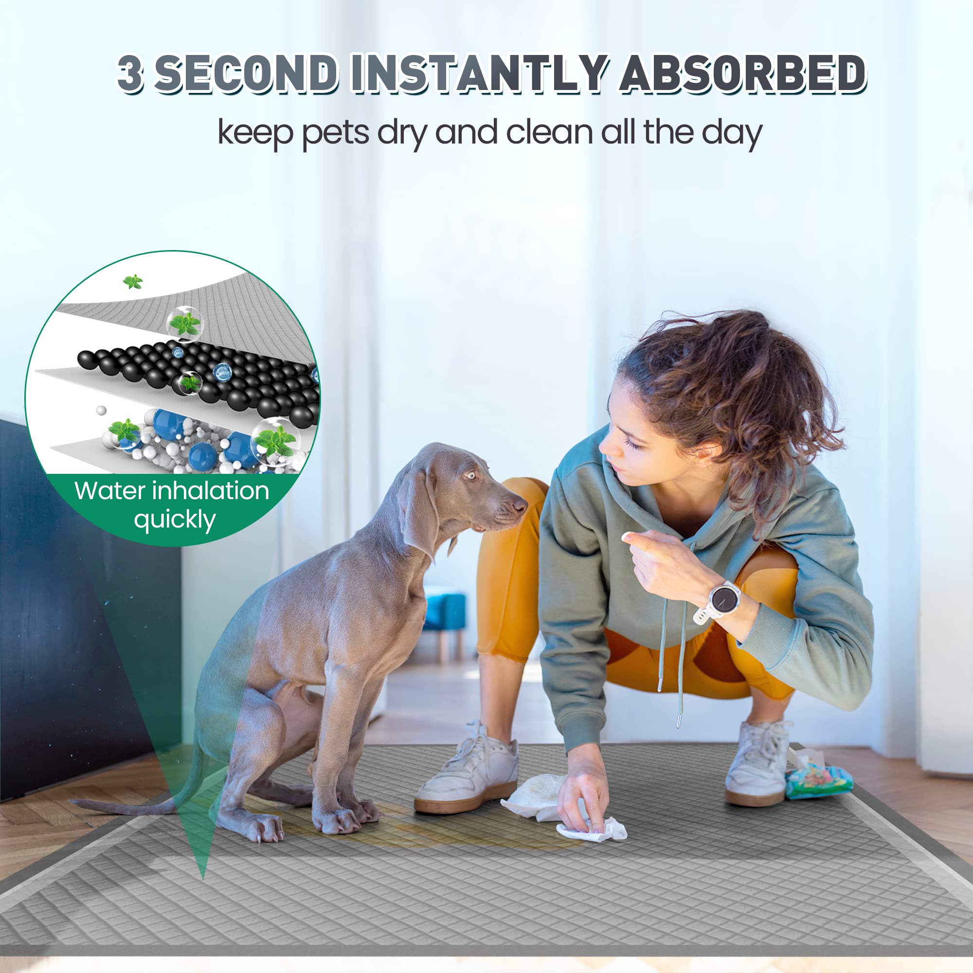 Boscute Pads absorben en 3 segundos, superficie seca y menos salpicaduras