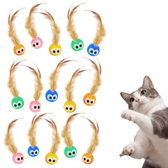 Bouncy Tails: bola-gato-plumas-naturales, estimula juego activo en interiores.