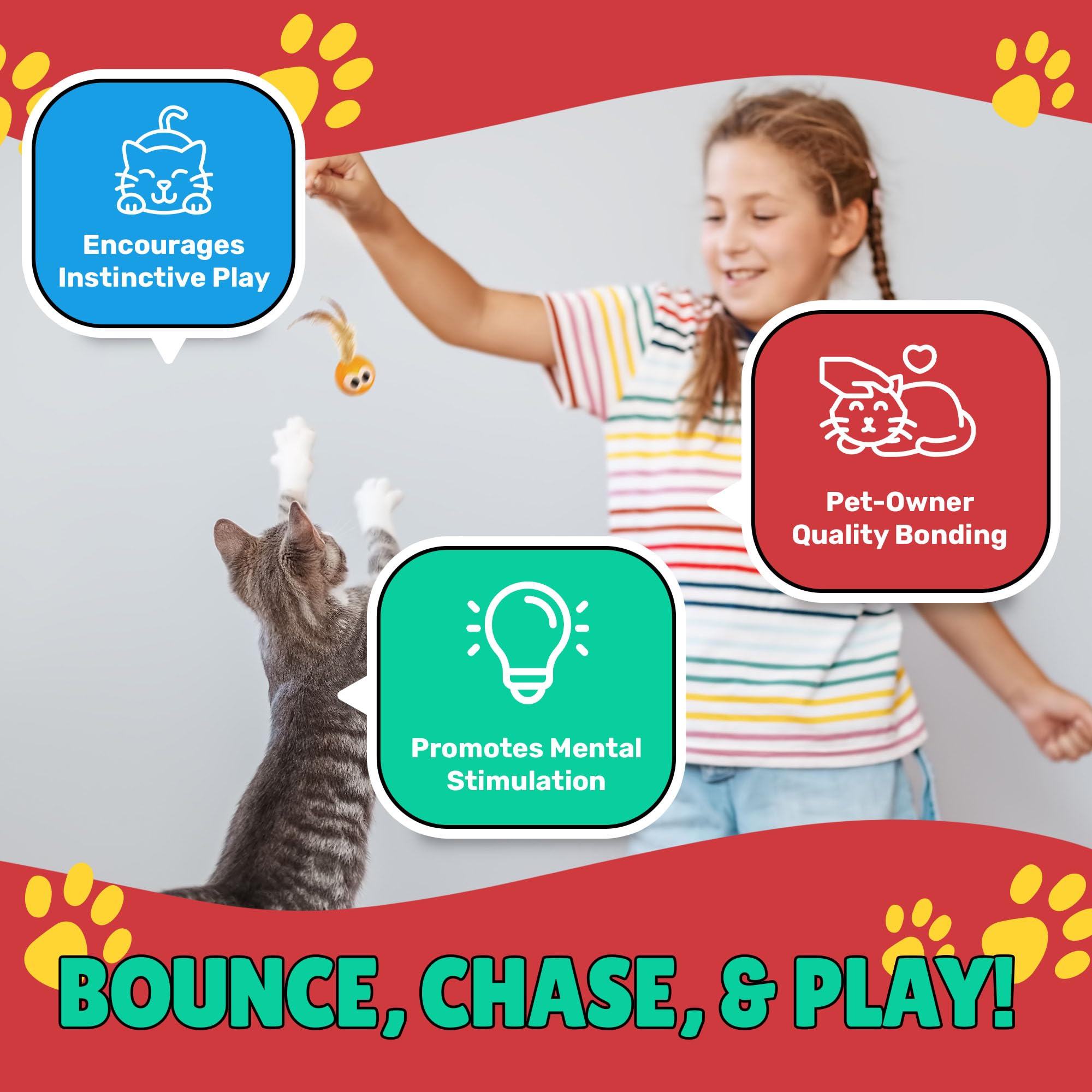 Bouncy Tails: juguete portátil para gatos, perfecto para jugar en casa o durante viajes