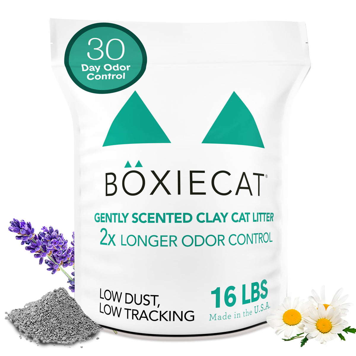 Boxiecat Litter: bolsa de 16 libras, fácil manejo y control de olor.