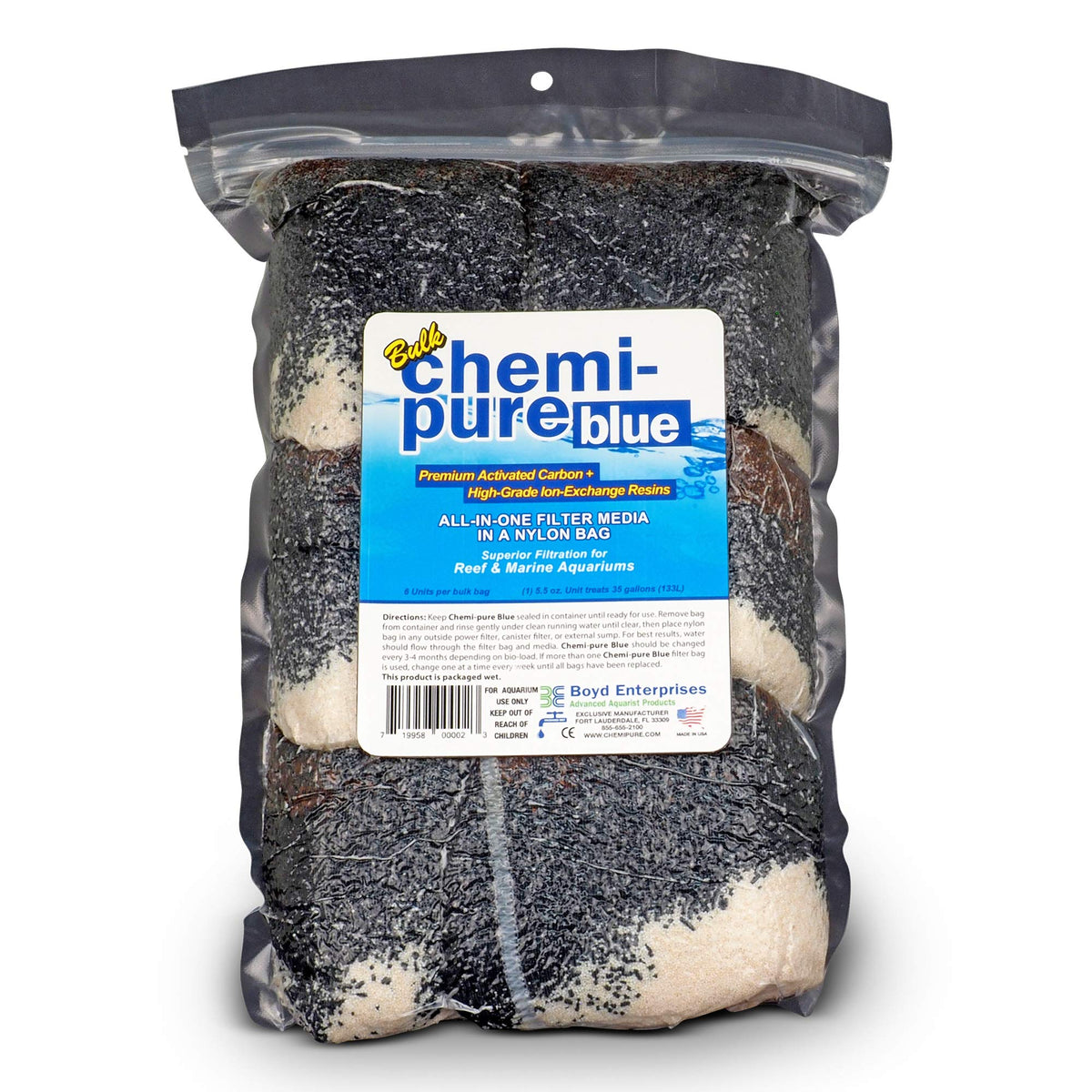 Boyd Chemi-Pure Blue: bolsa de nylon lista para usar, mejora la claridad del acuario