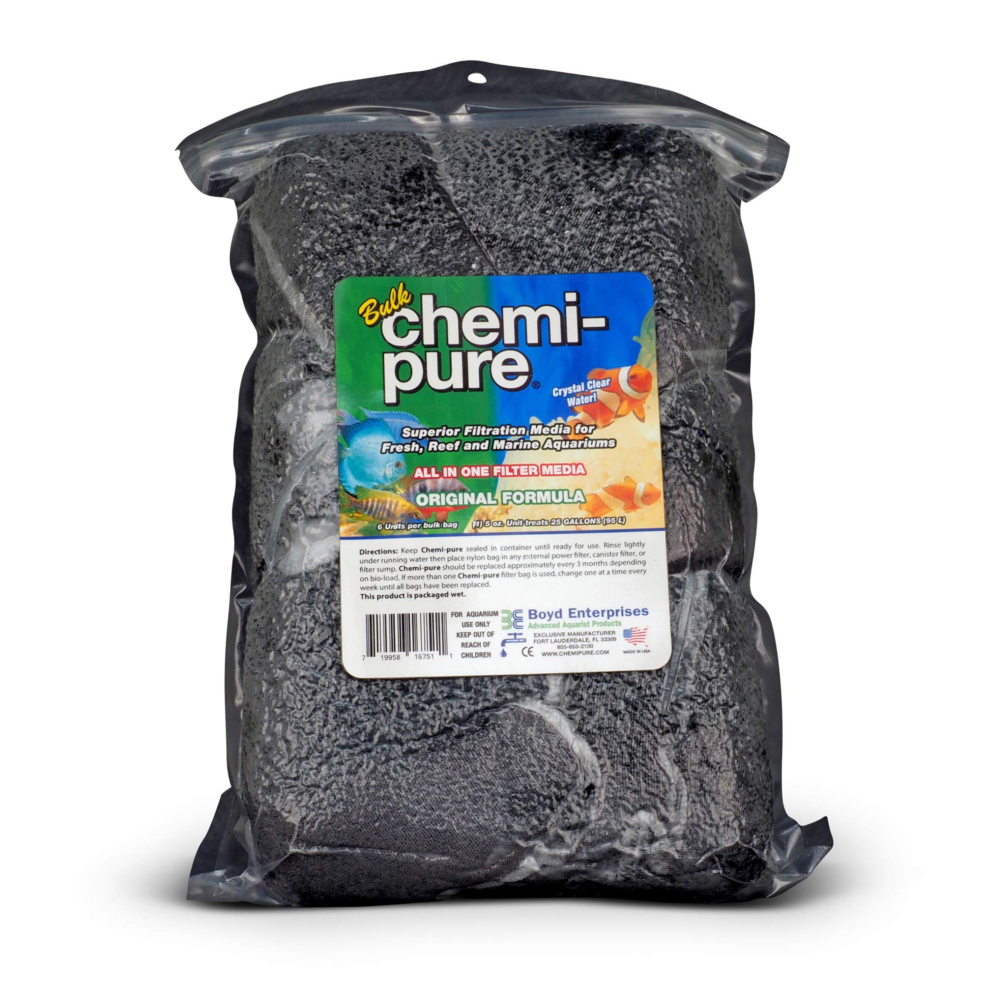 Boyd Enterprises Chemi-Pure: bolsa filtrante, agua más clara para acuarios de agua dulce.