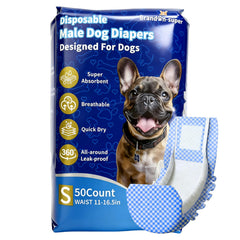 BrandonSuper pañales para perros macho, vista frontal del empaque, útil para conocer el producto.