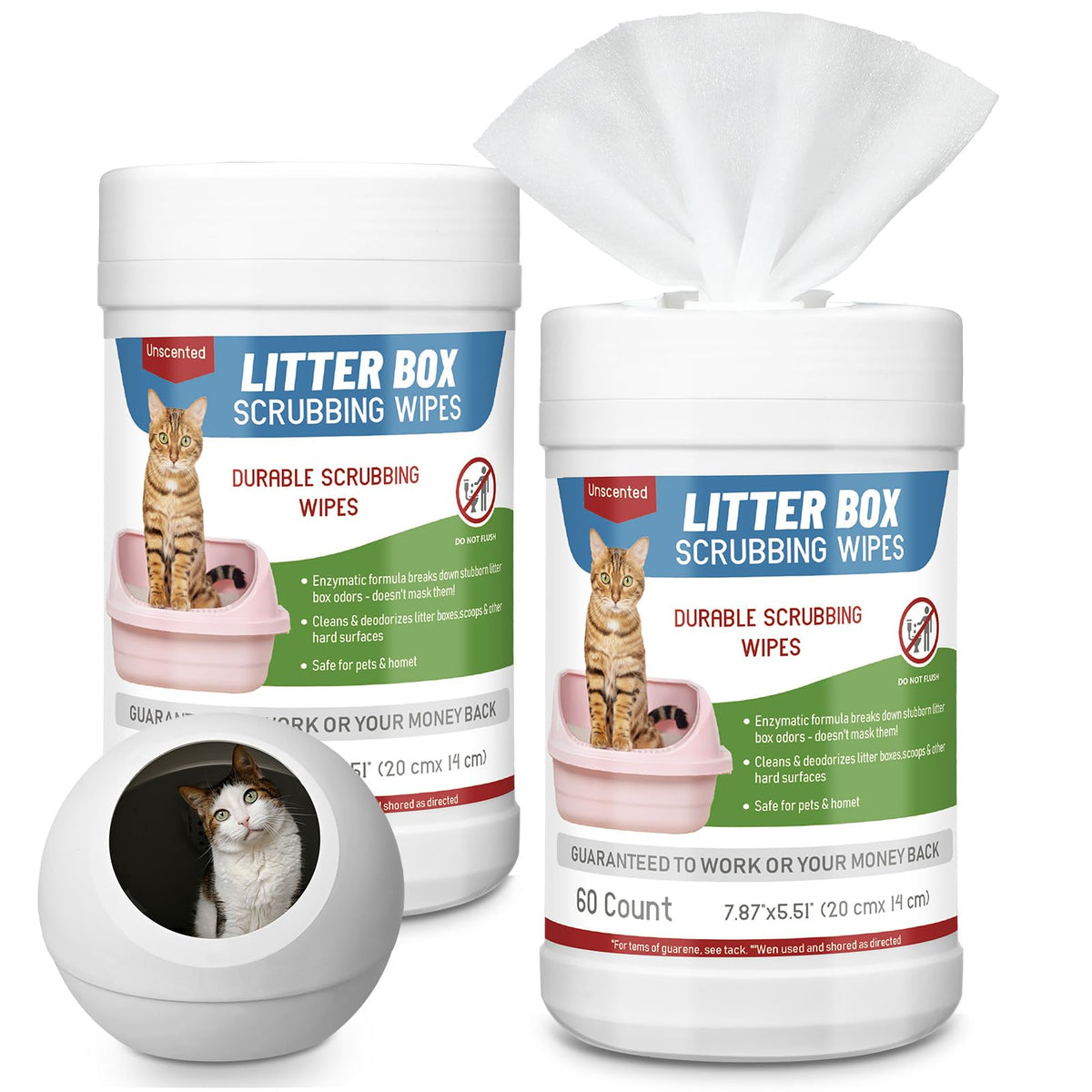 Breling toallitas para caja de arena de gatos, limpieza rápida y sin esfuerzo.