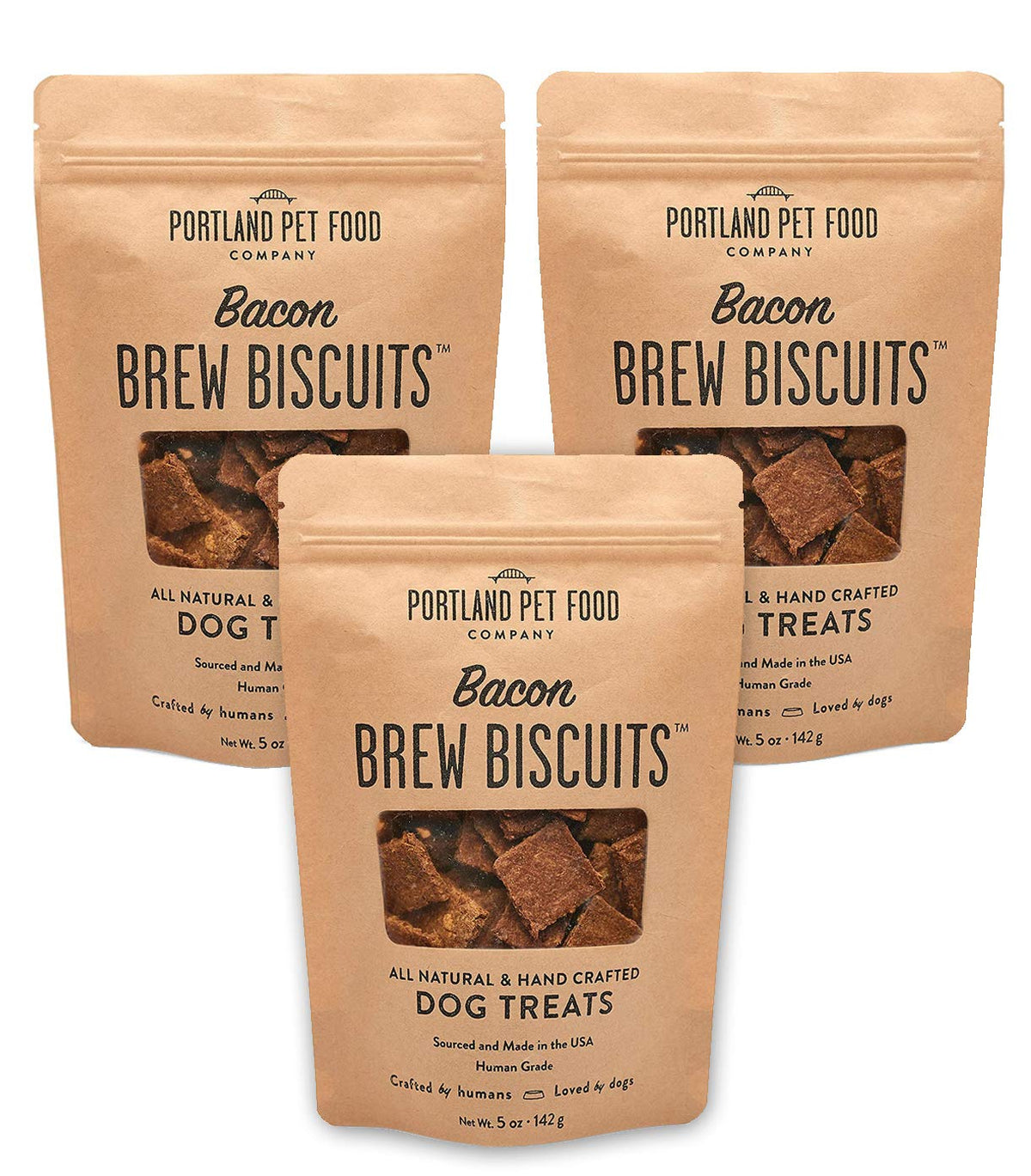 Galleta Brew para perros, empaque 3x5 oz, ideal para compartir.