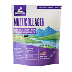 Brightway Pets botella de colágeno líquido para perros que apoya movilidad articular.