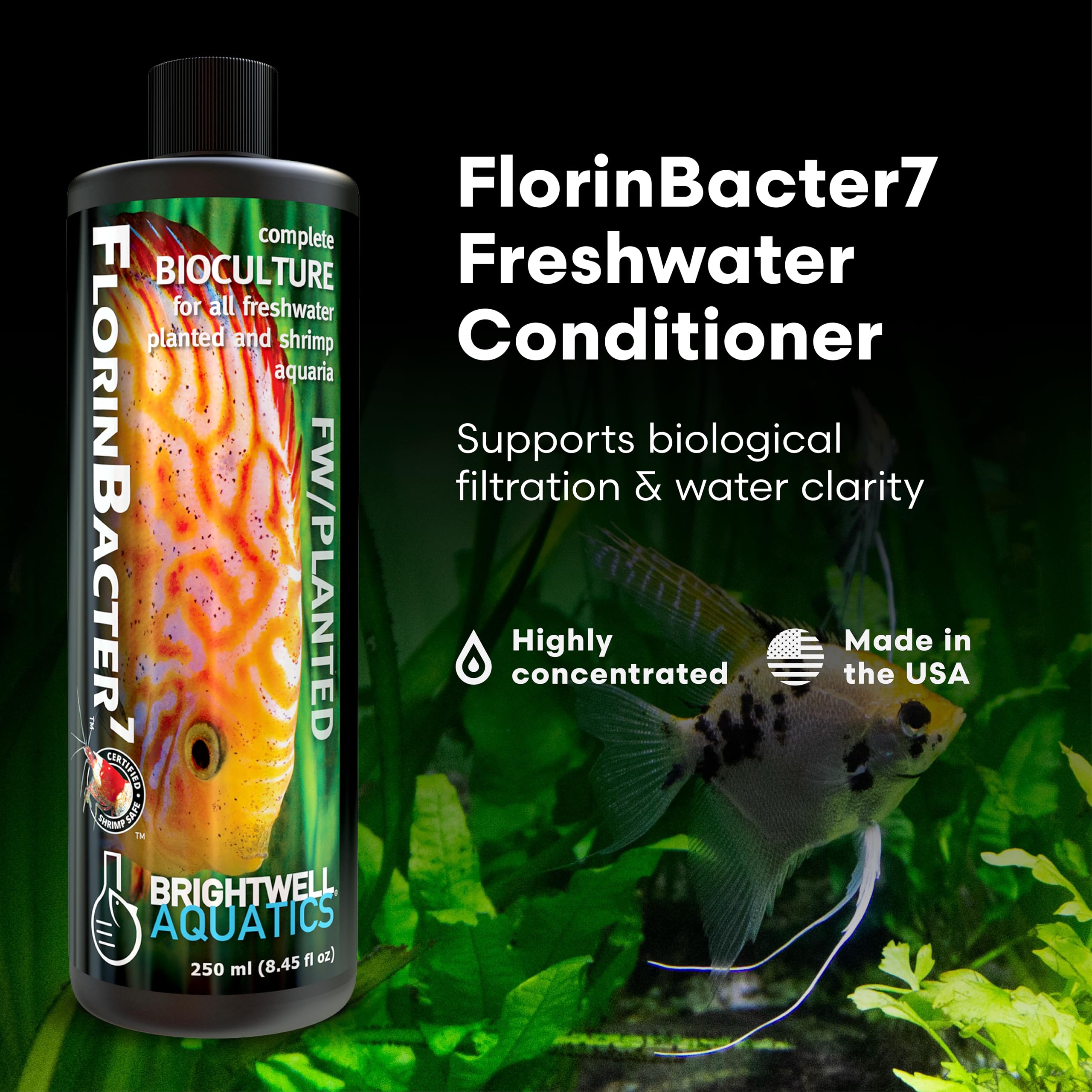 Brightwell FlorinBacter7 mejora la claridad del agua para un acuario limpio.