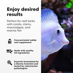 Brightwell Aquatics Iodion, dispensacion-dosis, facilita dosificar con precisión para mantener yodo estable.