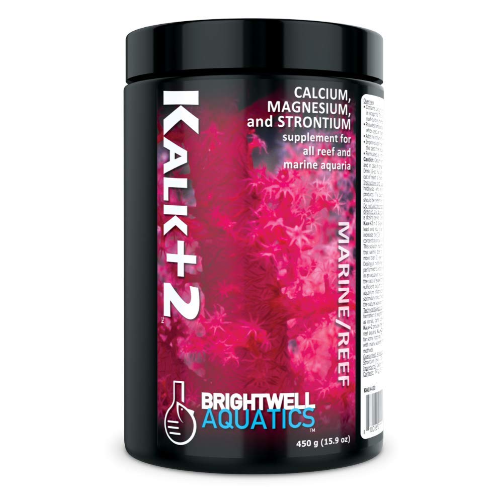 Brightwell Kalk+2: botella con vertido suave para mantener el pH estable en acuarios de arrecife.