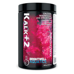 Brightwell Kalk+2: botella con vertido suave para mantener el pH estable en acuarios de arrecife.