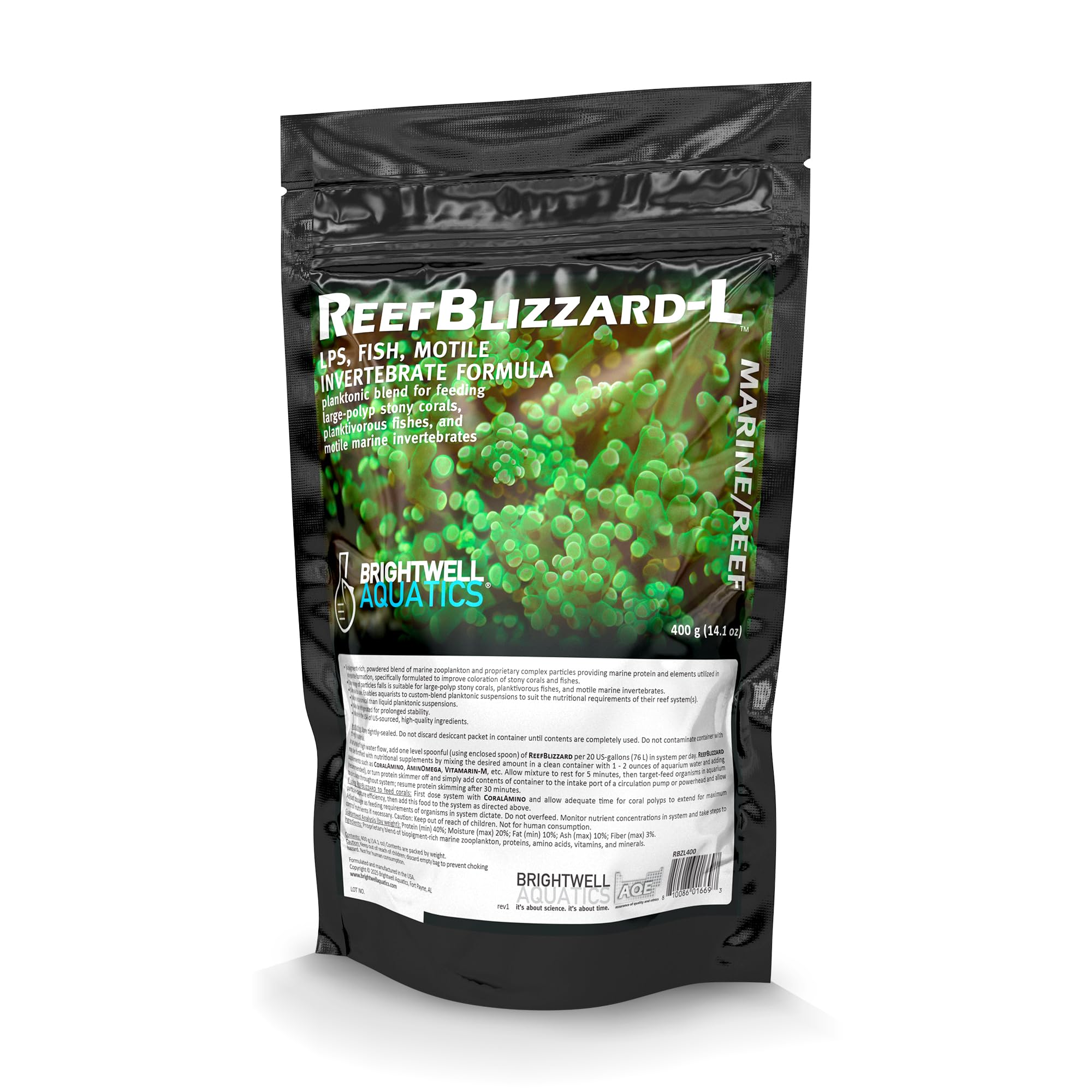 Reef Blizzard L de Brightwell Aquatics: polvo planctonico para corales grandes mejora la captación de alimento.