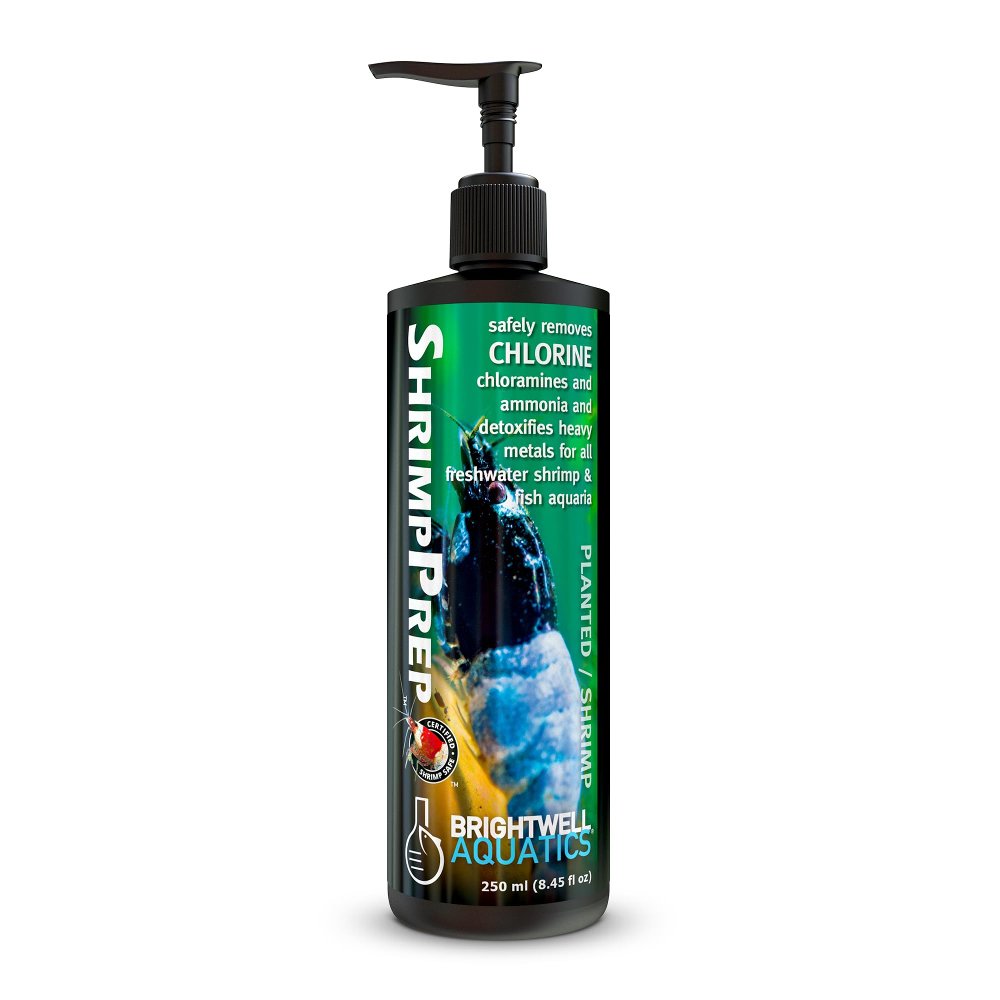 Brightwell Aquatics Shrimp Prep elimina cloro y amoníaco para camarones.