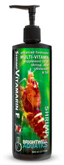 Brightwell Aquatics Shrimp Vitamarin F, botella: suplemento para mejorar salud y color de camarones.
