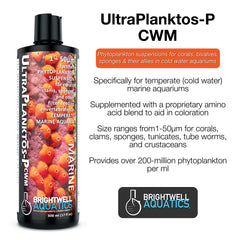 Brightwell Aquatics Ultraplanktos P CWM: suspensión para corales y crustáceos en acuarios templados.