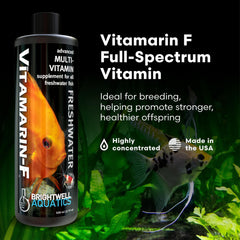 Vitamarin F frasco transparente que revela el líquido de limpieza y pureza del producto.