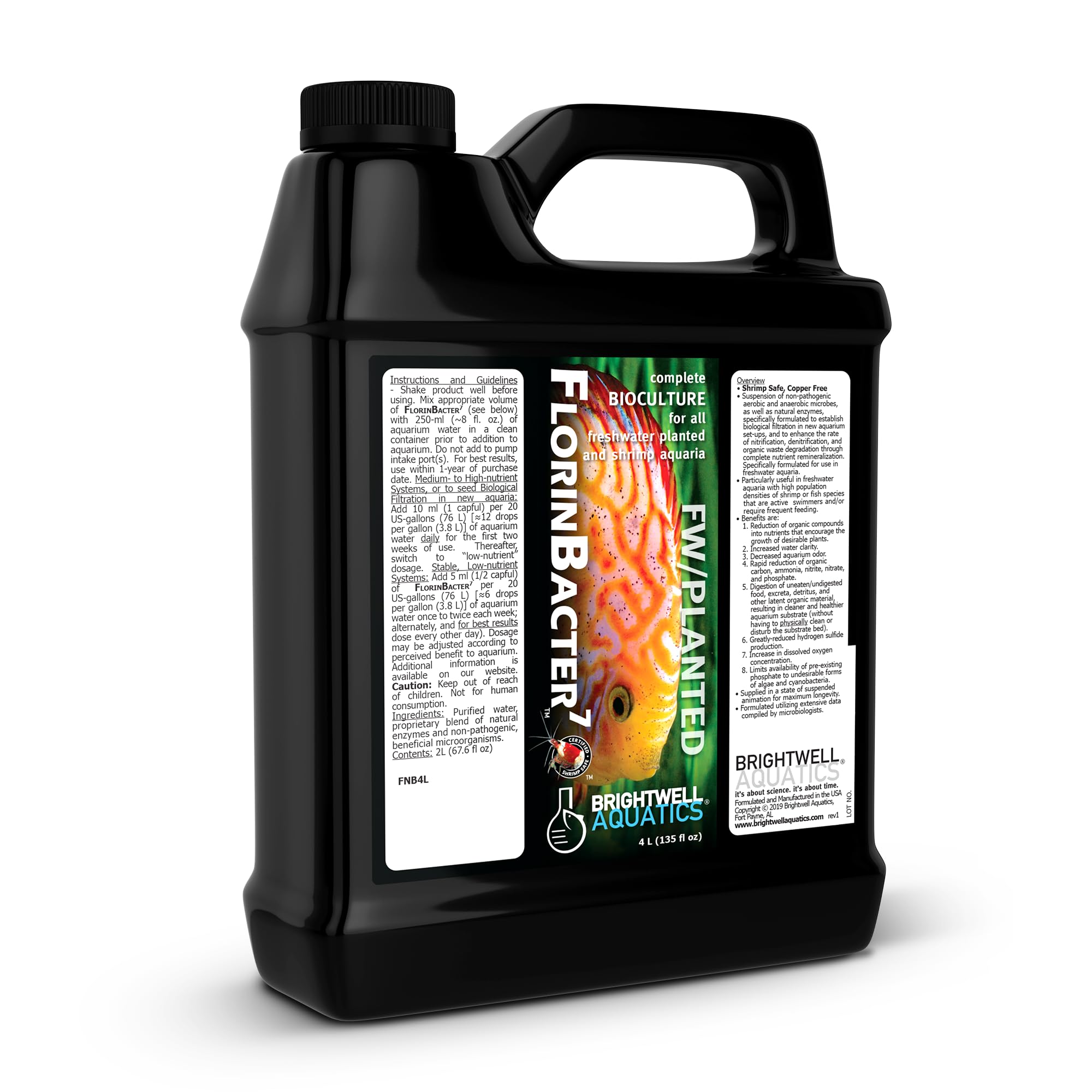 Brightwell FlorinBacter7, bote frontal para mejorar filtración biológica.