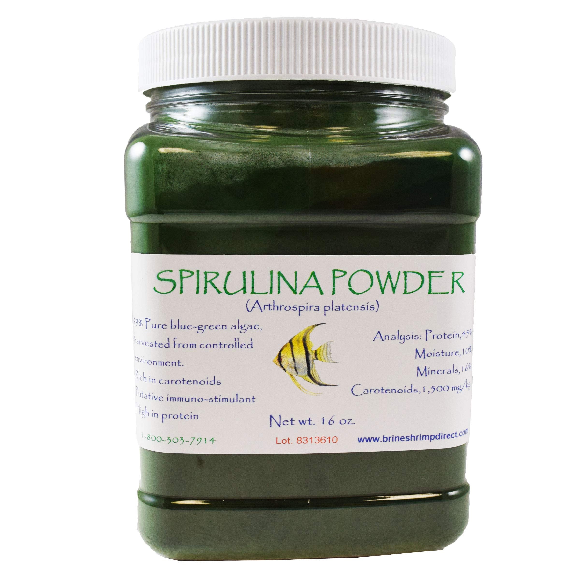 Brine Shrimp Direct polvo de espirulina en bolsa — mejora el color de los peces.