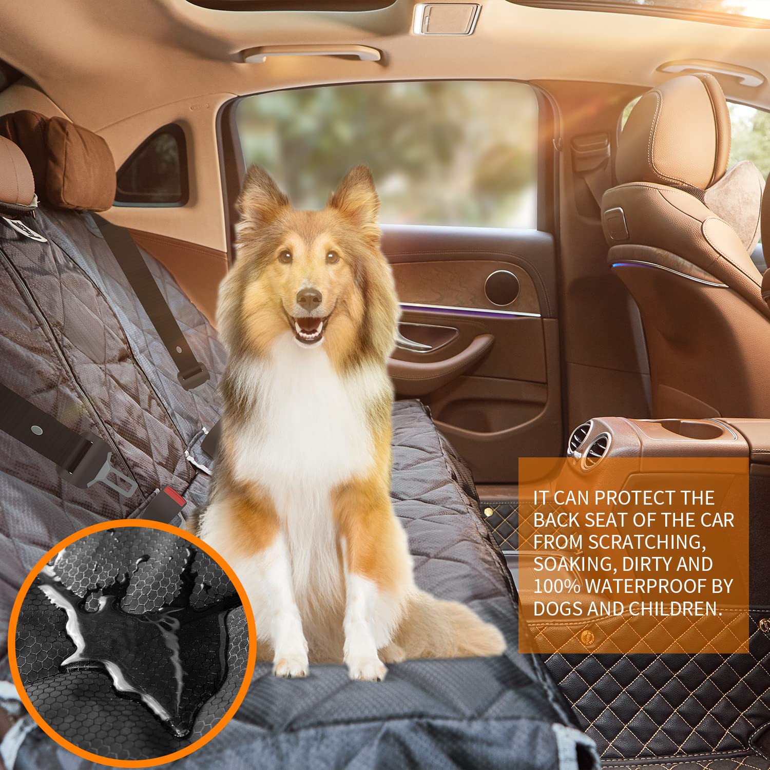 BRONZEMAN protector asiento trasero seguro, ideal para niños y mascotas.