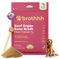 Brothhh aderezo en frasco para perros, mejora sabor y nutrición.