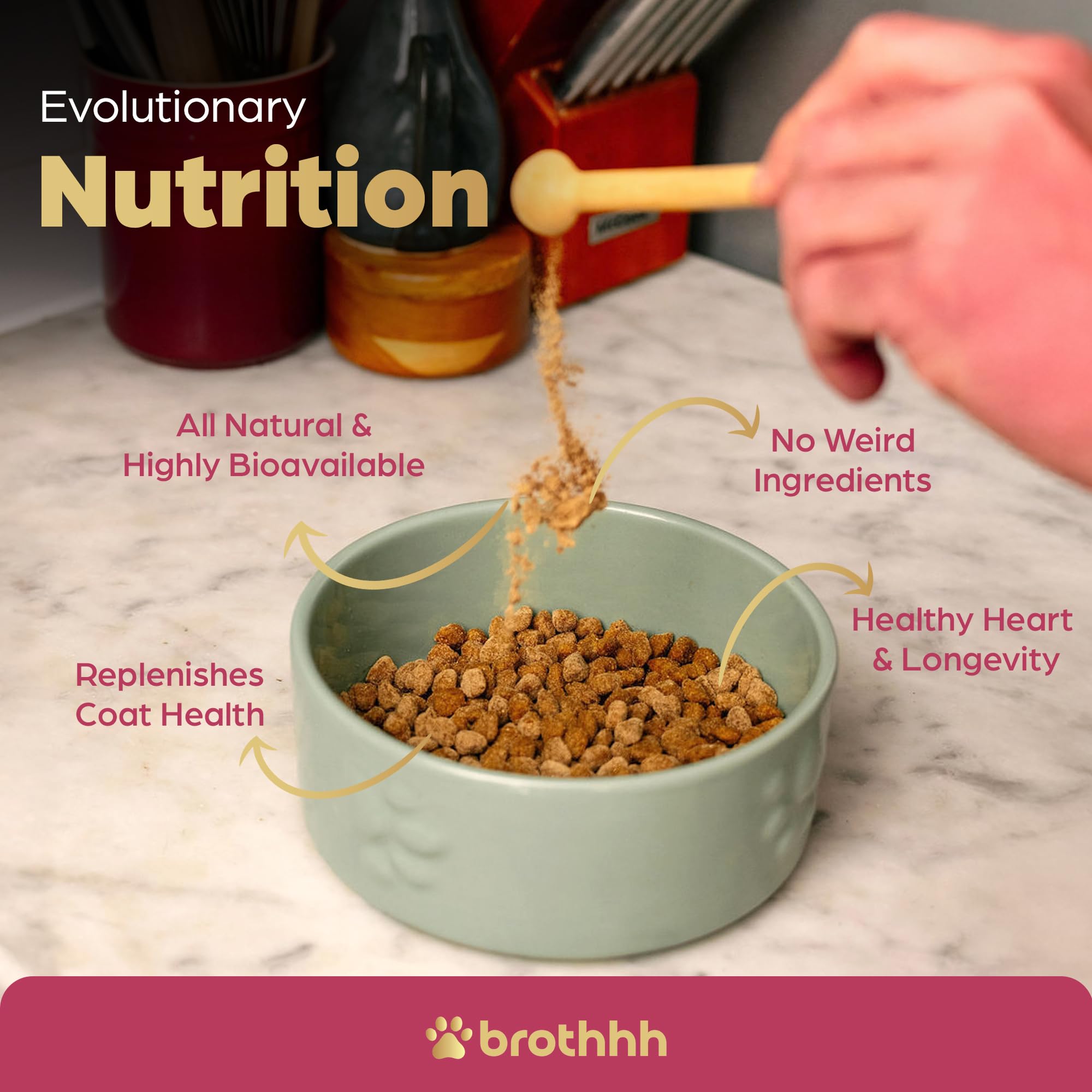 Brothhh aderezo proteina caldo, complemento nutritivo para perros.