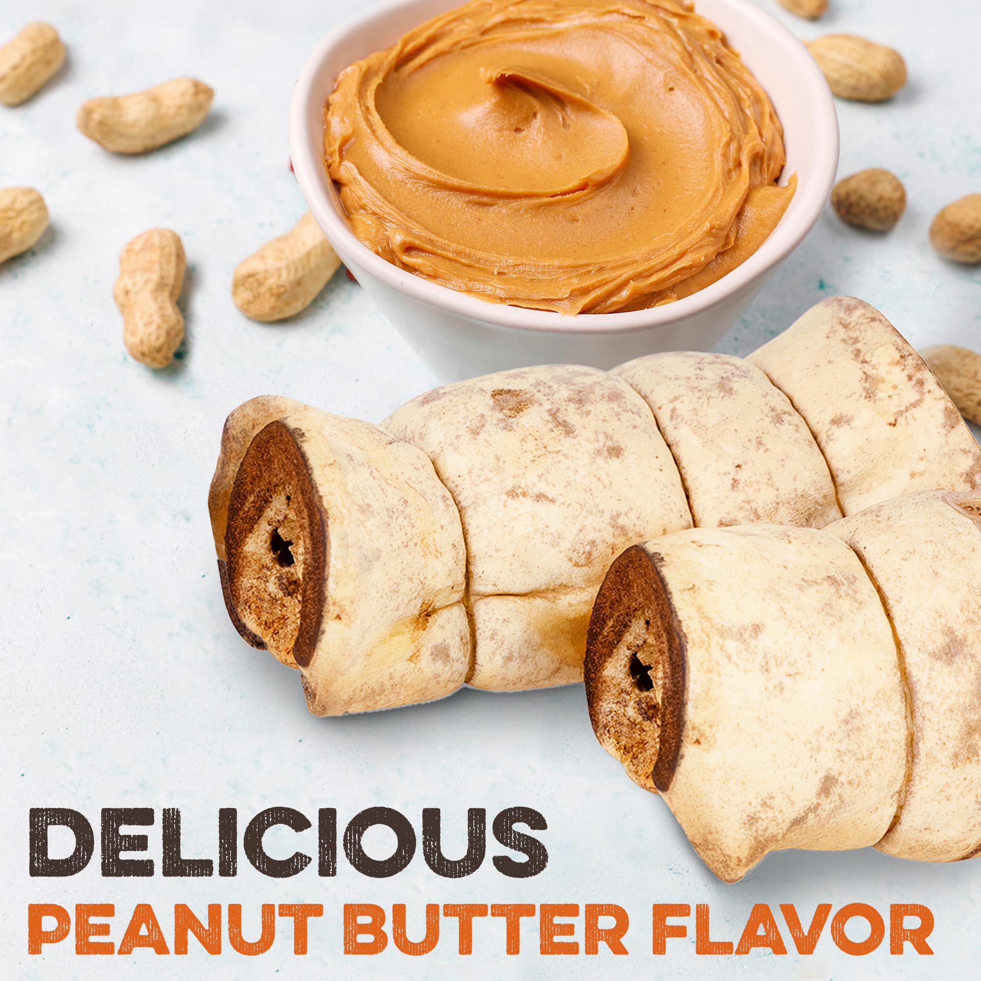 Brutus & Barnaby sabor maní, cachete de res para perros grandes