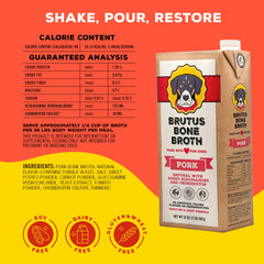Brutus Bone Broth, ingredientes de grado humano para seguridad en la alimentación canina.