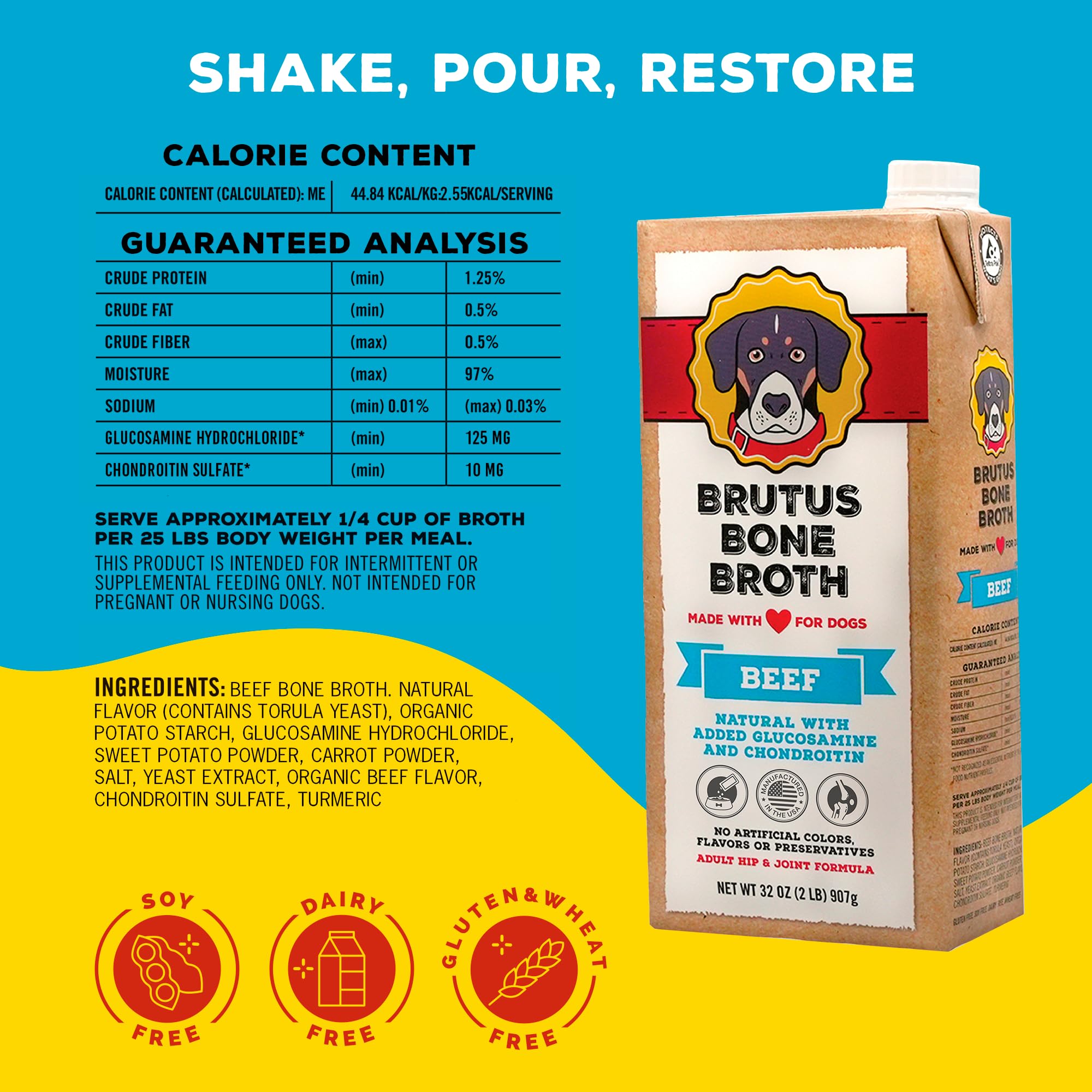 Brutus Bone Broth, textura cremosa, enriqueciendo la comida seca.