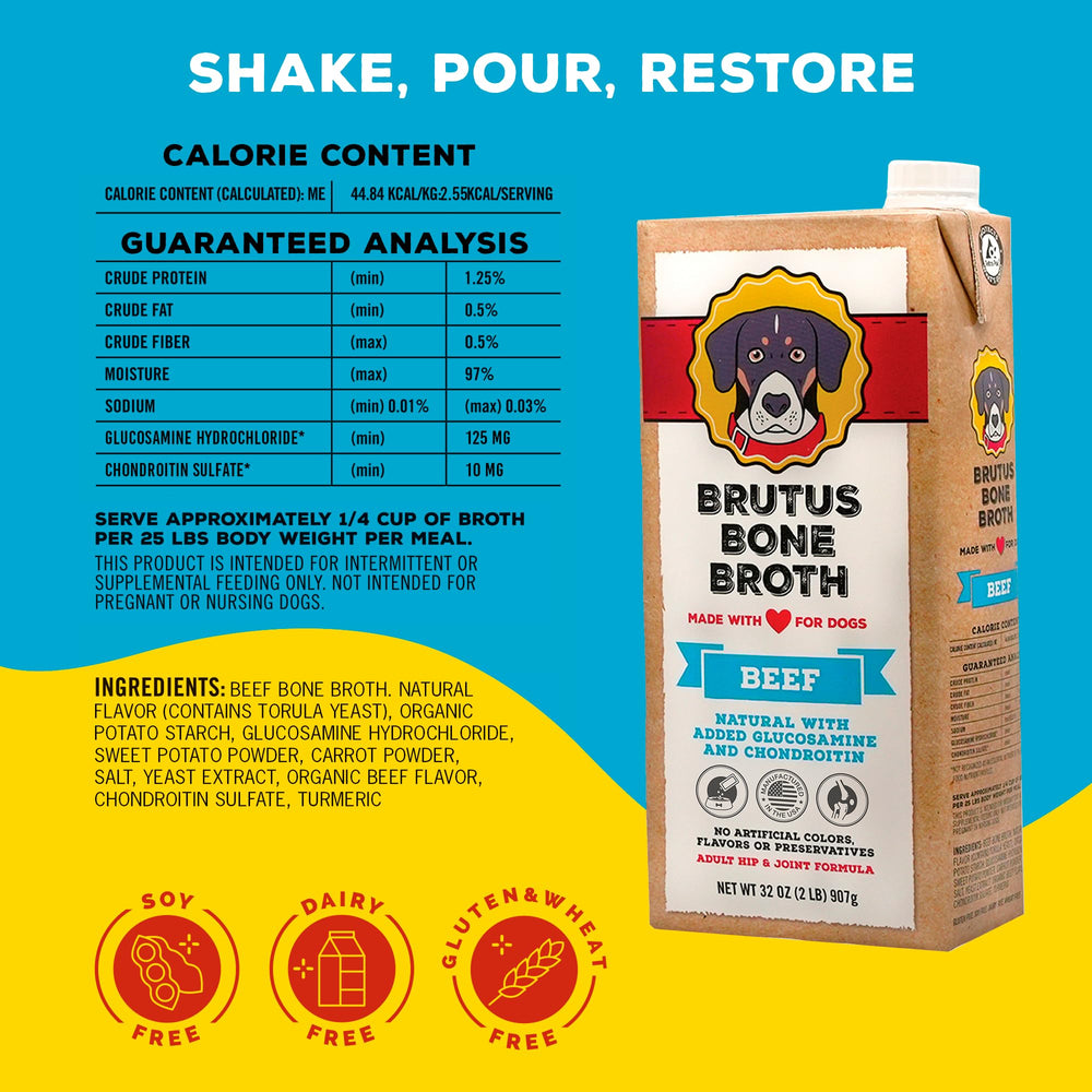 Brutus Bone Broth, textura cremosa, enriqueciendo la comida seca.