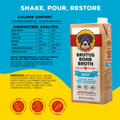 Brutus Bone Broth, textura cremosa, enriqueciendo la comida seca.