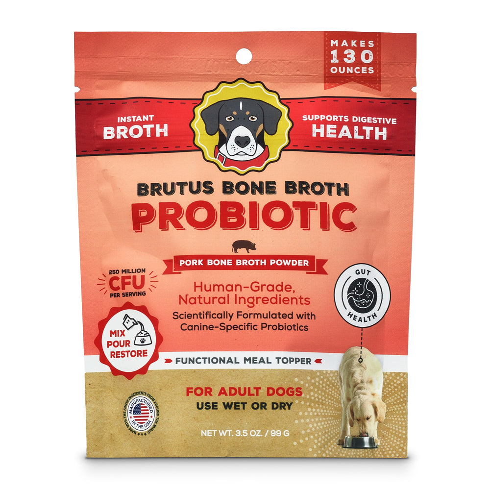 Brutus Broth polvo de caldo de hueso para perros, sabor atractivo para comidas diarias.