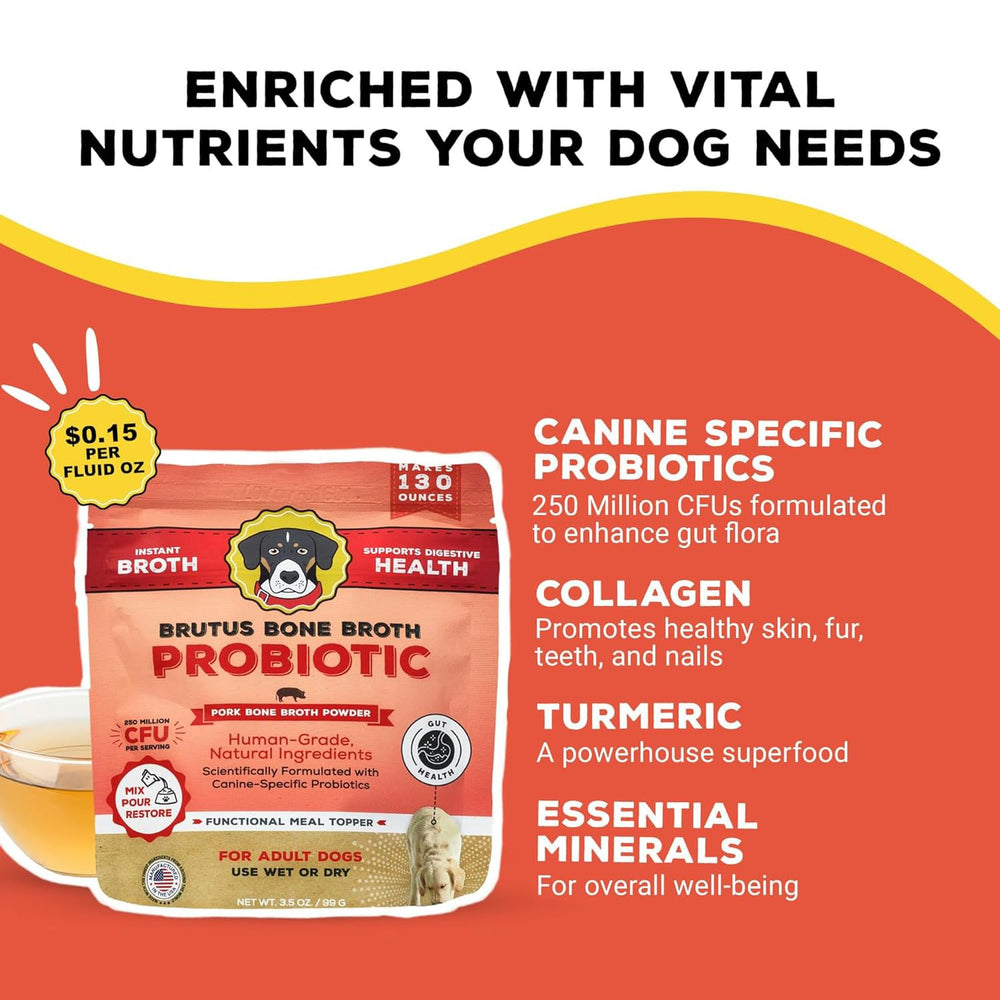 Brutus Broth ingredientes de calidad humana, sin colorantes ni conservantes.