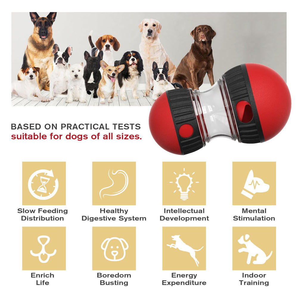 BSISUERM Dispensador-alimento-ajustable, controla dosis y promueve juego prolongado.
